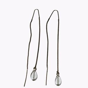 Elegant Silver Tone Beaded Threader Earrings Dangle Drop Classic Fashion Jewelry
